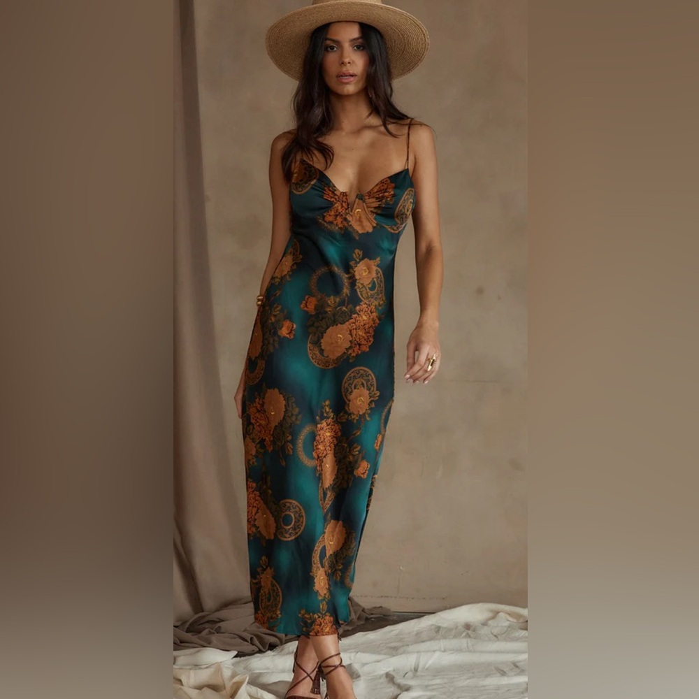 12th Tribe Alexandria Teal Midi Dress
